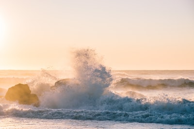 海浪冲击海岸岩石